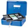 Box for money, valuables, documents, stamps, 90x180x250 mm, key lock, blue, BRAUBERG