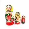 3-doll matryoshka with red flower, 7 cm