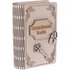 The box is wooden "Family Bank"