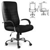 Office chair "Orion", leather, chrome, monolithic frame, black K-11