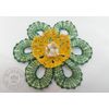 Елецкие кружева / Yelets lace / Brooch lace "Yellow-green flower"
