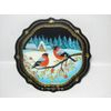 Сувениры из Н.Тагила / Souvenirs from N. Tagil / Tray "Subject painting. Bullfinches on a branch", 19 cm