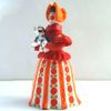 Дымковская глиняная игрушка / Figurine "Lady with a dog in a red jacket"