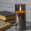 Kaemingk / LED candle in a bulb with a live flame Audrey 18 cm in a graphite glass, battery operated
