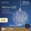 Kaemingk / Suspension décorative Ball Crystal 15 cm, 30 lampes LED blanc chaud, à piles, verre