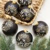 Kaemingk / Set di palline di vetro Kustelle Fleur 8 cm nero, 6 pezzi