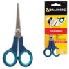 BRAUBERG shears "Soft Grip", 140 mm rubber inserts, gray-green, 3-sided. sharpening cards. pkg. with podv.