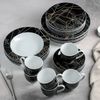 Доляна / Doliana / Table service "Cassiopeia", 24 items: plates 19/21 × 3.5 / 24 cm, a pair of tea 200 ml, white / black