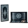 GamesDealer / Backgammon negro mediano, patrón plateado "Adorno geométrico" (480 * 240 * 40)