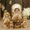 Matryoshka "Temples" 5 dolls, golden scarf