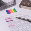 Bookmark adhesive BRAUBERG NEON, plastic, 45х8 mm, 8 colors x 20 sheets in plastic book