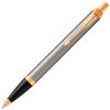 Ballpoint pen PARKER "Core IM Brushed Metal GT", chassis in silver lacquer, gilded details, blue