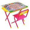 Children's table - CHAIR DEMI, height 2, folding, foam, pink frame, "Alphabet"