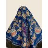 Золотная вышивка / Chiffon shawl "Bird" blue 130x130 cm