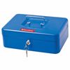 Box for money, valuables, documents, stamps, 90x180x250 mm, key lock, blue, BRAUBERG