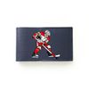 Business card holder "Red-white hockey player" blue