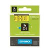 DYMO D1 label printer cartridge, 9 mm х 7 m, plastic tape, black font, yellow background