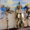 Золотая антилопа / Painting "Trio" hand-drawn on onyx
