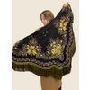 Золотная вышивка / Woolen shawl "Golden Flowers" black 130x130 cm